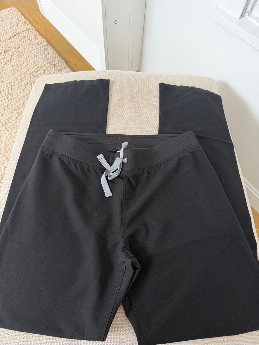 Women’s Figs Black High Waist Scrub Pants with Gray Drawstring